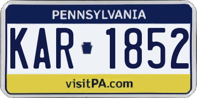 PA license plate KAR1852