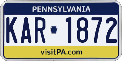 PA license plate KAR1872