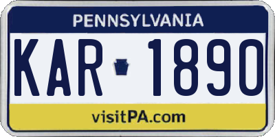 PA license plate KAR1890