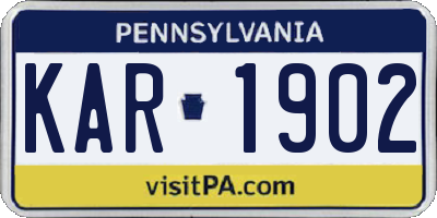 PA license plate KAR1902