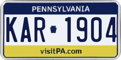 PA license plate KAR1904