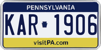 PA license plate KAR1906