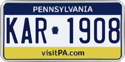 PA license plate KAR1908