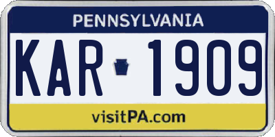 PA license plate KAR1909
