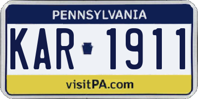 PA license plate KAR1911