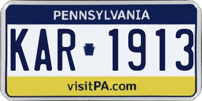 PA license plate KAR1913