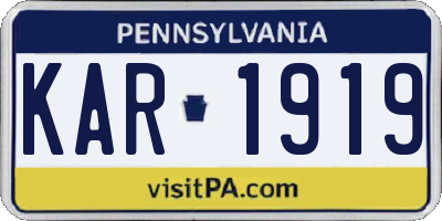 PA license plate KAR1919