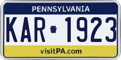 PA license plate KAR1923