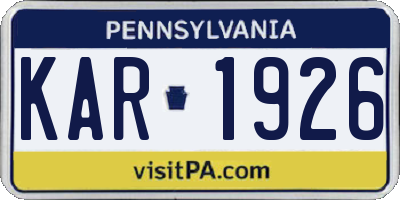 PA license plate KAR1926