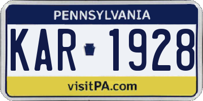 PA license plate KAR1928