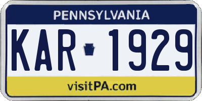 PA license plate KAR1929
