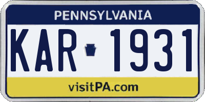 PA license plate KAR1931