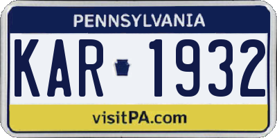PA license plate KAR1932