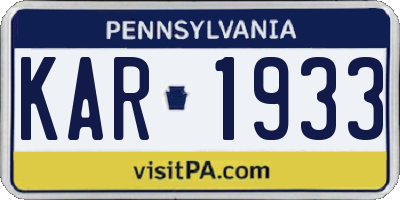 PA license plate KAR1933
