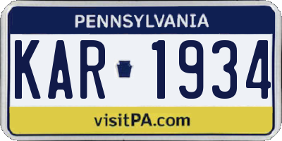 PA license plate KAR1934