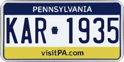 PA license plate KAR1935