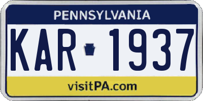 PA license plate KAR1937