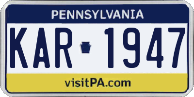 PA license plate KAR1947