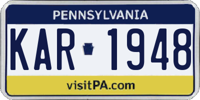 PA license plate KAR1948