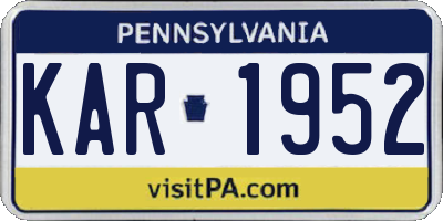 PA license plate KAR1952