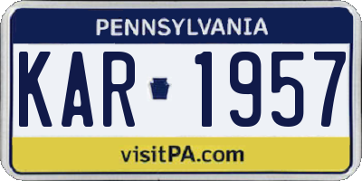 PA license plate KAR1957