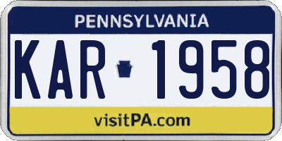 PA license plate KAR1958
