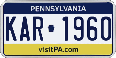 PA license plate KAR1960