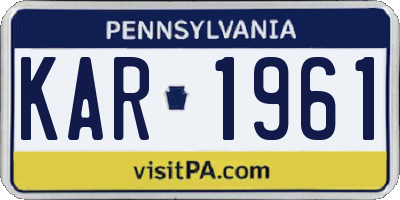 PA license plate KAR1961