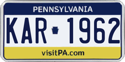 PA license plate KAR1962