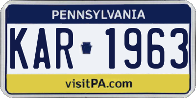 PA license plate KAR1963