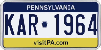 PA license plate KAR1964