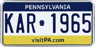 PA license plate KAR1965