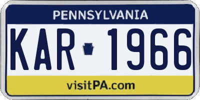 PA license plate KAR1966