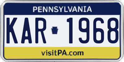 PA license plate KAR1968