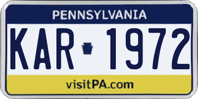 PA license plate KAR1972