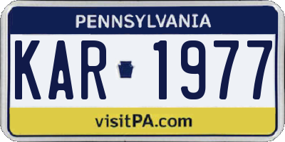 PA license plate KAR1977