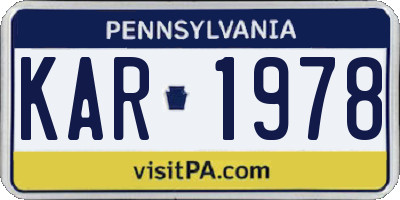 PA license plate KAR1978