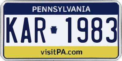 PA license plate KAR1983
