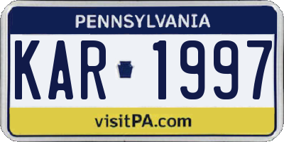 PA license plate KAR1997