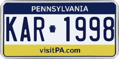 PA license plate KAR1998