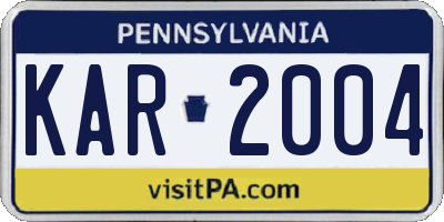PA license plate KAR2004