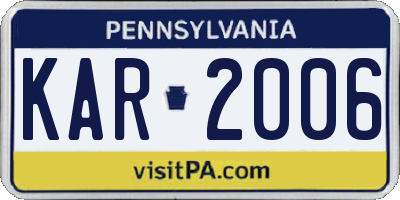 PA license plate KAR2006