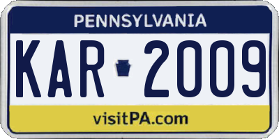PA license plate KAR2009