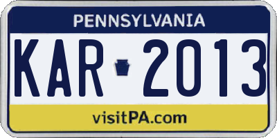 PA license plate KAR2013