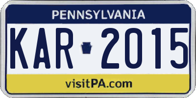 PA license plate KAR2015