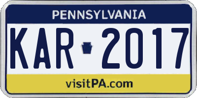 PA license plate KAR2017