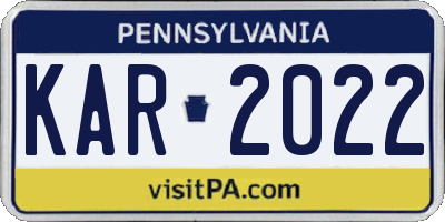 PA license plate KAR2022