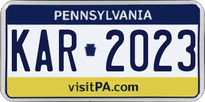 PA license plate KAR2023