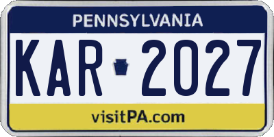 PA license plate KAR2027