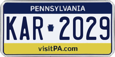 PA license plate KAR2029